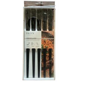BKLYN Steel Co. 5 Pairs Fiberglass Chopsticks Set Lightweight Reusable Black NEW